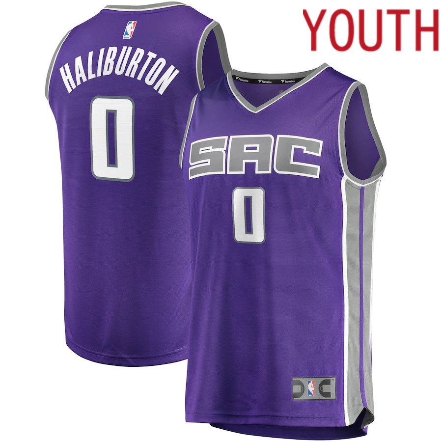 Youth Sacramento Kings #0 Tyrese Haliburton Fanatics Branded Purple Draft First Round Pick Fast Break Replica NBA Jersey